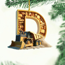 Decorações de parede personalizadas com letras para veículos de construção, em acrílico plano 2D, com tema de escavadeira, perfeitas para o