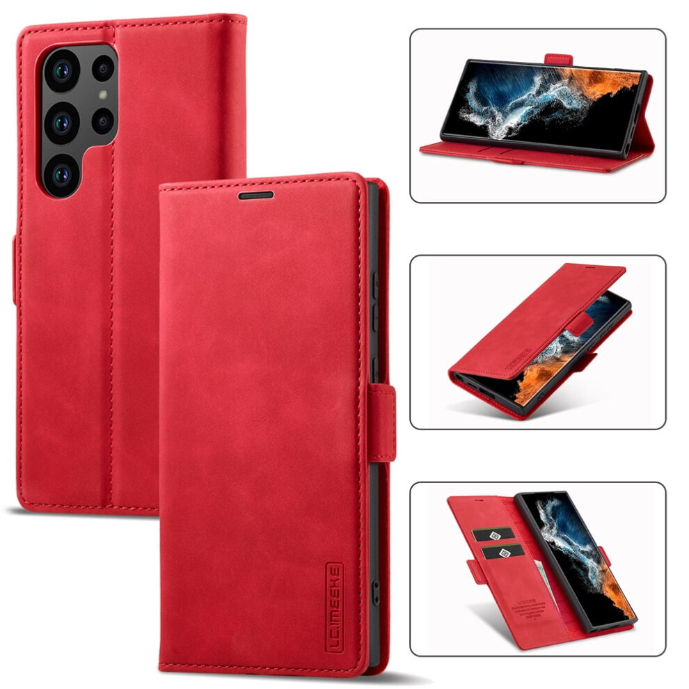 Lc.imeeke Leather Flip Wallet Case For Compatible With Samsung Galaxy S25 Ultra 5G Â Magnetic, Card Holder, Kickstand, Shockproof 9193271166894