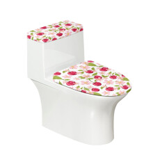 Set de huse de toaletă Cozy2Pieces cu model flori de cireș, huse de toaletă reglabile din poliester și ușor de curățat, instalare elastică
