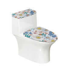 Set de 2 capace pentru vas de toaletă cu model Daisy – Huse universale elastice pentru capac și rezervor, potrivire elastică, compatibile cu