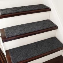 Antislip traptreden 28"x9", 15 stuks beige tapijtmatten voor houten treden, kinderen en honden – 100% polyester met TPE-achterkant, compatibel met