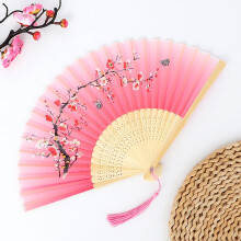 Handheld Fans Silk Folding Foldable Fans Vintage Bamboo Frames Chinese Japanese Fans for Dancing Cosplay Wedding Party Props Decoration