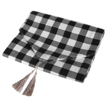 Elementos esenciales para la decoración del hogar: tela resistente y duradera, camino de mesa a cuadros blancos y negros, 30,5 x 140,5 cm, diseño