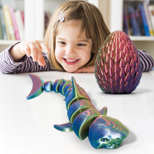 Squalo snodabile con uovo - Statuetta realistica in plastica per acquario, decorazione da tavolino - Regalo educativo - Compatibile con gli amanti