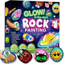 Glow in the Dark Rock Painting Arts and Crafts Kit,Creative Fun for Kids Ages 6+