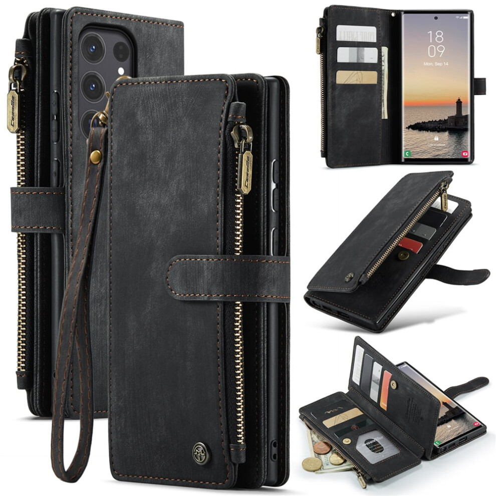 Caseme Wallet Case For Samsung Galaxy S24 Ultra Â Pu Leather Magnetic Flip, Lanyard, Zipper Card Holder, Compatible With Galaxy S24 Ultra 6.8" 9152228663077