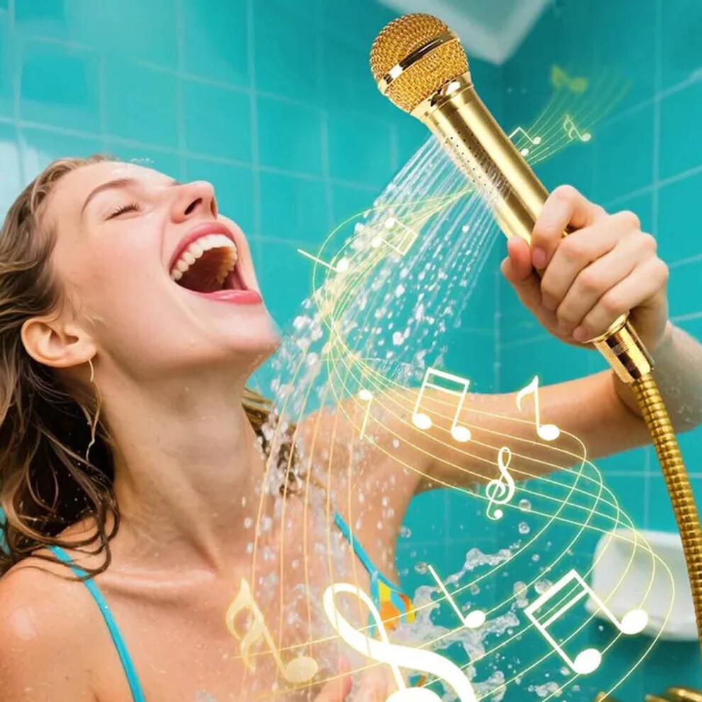 Microphone Shaped Shower Head High Pressure Rain System Handheld Personalised Bathing Accessory For Singing Experience 9152228663756
