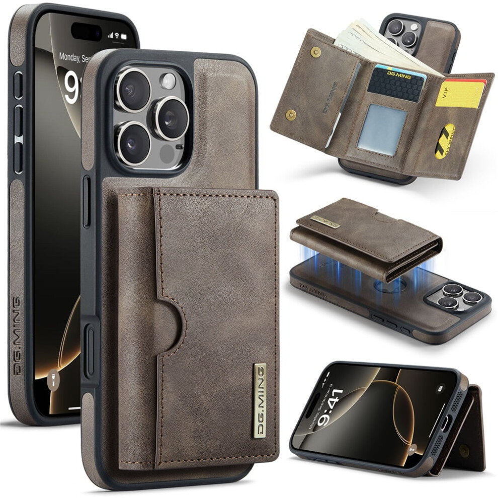 Dg.ming Magnetic Wallet Case For Iphone 16 Pro Max (6.9"), Rfid Blocking, Detachable Leather Case With Card Slot Â Grey 9152228662971