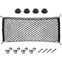 Car Rear Cargo Net, Adjustable Elastic Storage Organizer Net, Trunk Cargo Storage Net, Universal Fit for Car, Vehicle, SUV (35.4"x15.8")