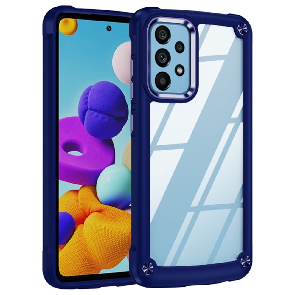 Samsung Galaxy A52 6.5" Case Â Four-Corner Airbag, Shock-Absorbing, Electroplated Alloy Lens Protection, Hard Clear Scratch-Resistant Cover, Blue 9327961811133
