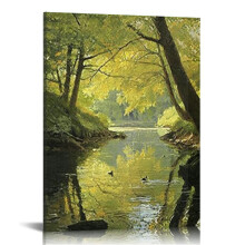- Waldbach, Peder Mork Monsted Klassische Kunstdrucke. Giclée-Leinwanddrucke, Wandbilder für die Heimdekoration, 40 x 50 cm
