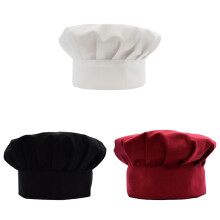 Chef Hat Adult Adjustable Elastic 3PCS White Red Black