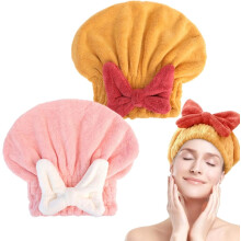 Prosop de păr super absorbant nou pentru păr ud | Turban de păr din microfibră, îngroșat, cu uscare rapidă, cu papion pentru femei, adulți