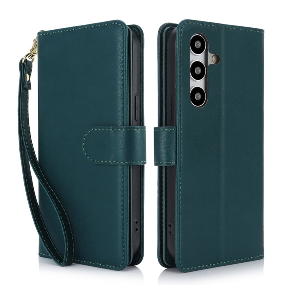 Leather Magnetic Flip Wallet Case For Samsung Galaxy S24+/S25+ 5G 6.7" Â Rfid Blocking, Kickstand, Anti-Drop Tpu, Detachable Wrist Strap, Green 9327961811683
