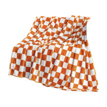 Orange Checkered Flannel Blanket Soft Throw 39.37 x 27.56