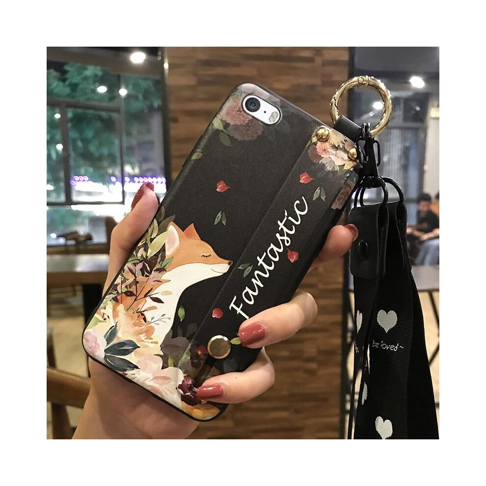 Phone Case Compatible With Iphone 5/5S/Se – Anti-Dust, Shockproof Silicone Cover With Wristband, Flower Design, Ring Kickstand 9327961813151