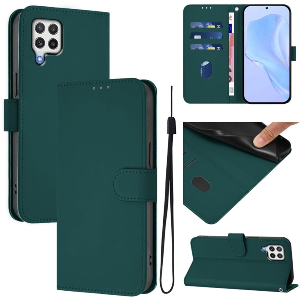 Wallet Case Compatible With Samsung Galaxy A22 4G Â Pu Leather Magnetic Flip Folio With 3 Card Slots & Wrist Strap, Dark Green 9152228663817