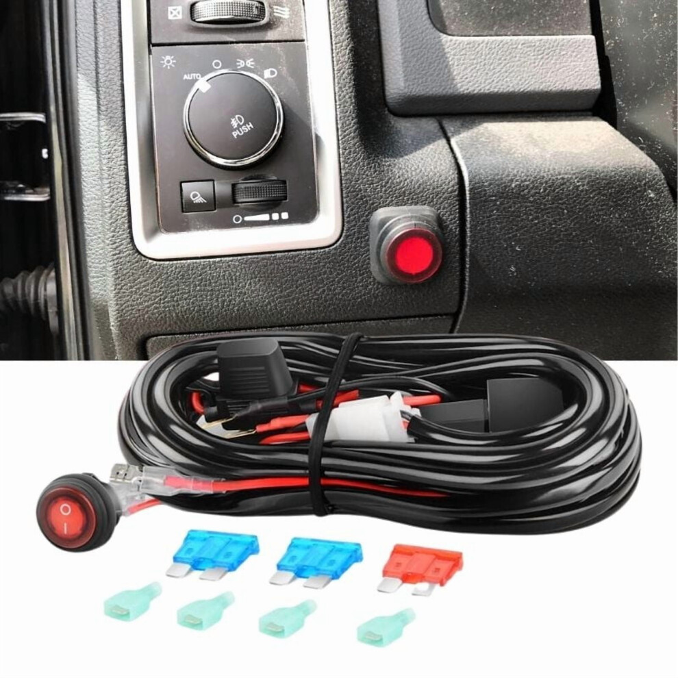 02A Led Bar Wiring Harness Kit 12V On Off Switch Power Relay Blade Fuse For Off-Road S Led Work ,Multi Light 9152228664869