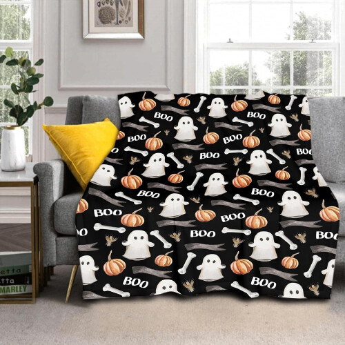 Halloween Ghost Flannel Throw Blanket 50x60 inches