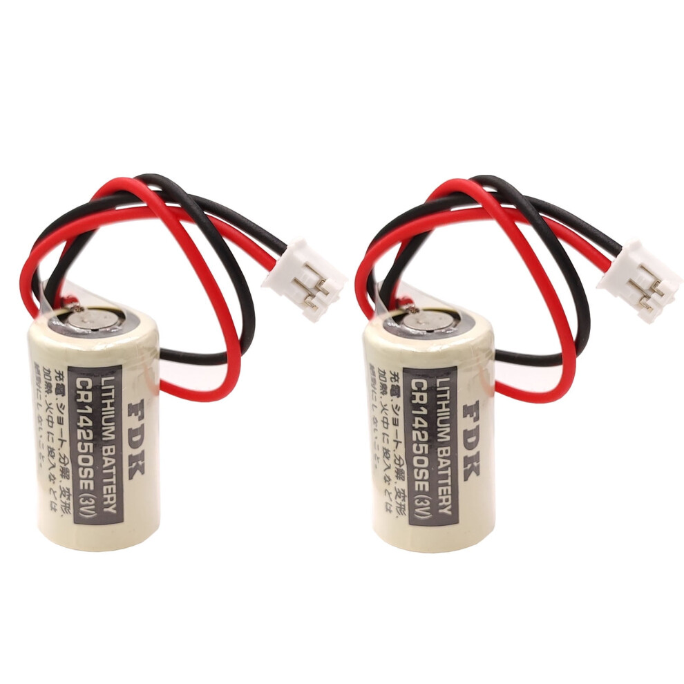 2Pcs Cr14250se 3V 1/2Aa Disposable Cylindrical Battery With Plug For Fdk Cr14250se Omron Cj1w-Bat01 3V Cp1h Cp1l Plc System White 9152228665156