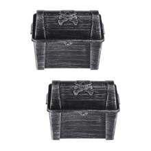 2Stk Retro Schmucktruhe Plastik Silber Mini Schatzbox Für Zuhause