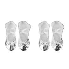 2Stk Kinder Ballettschuh Silber PU Leder Tanzschuhe Yoga Rutschfest