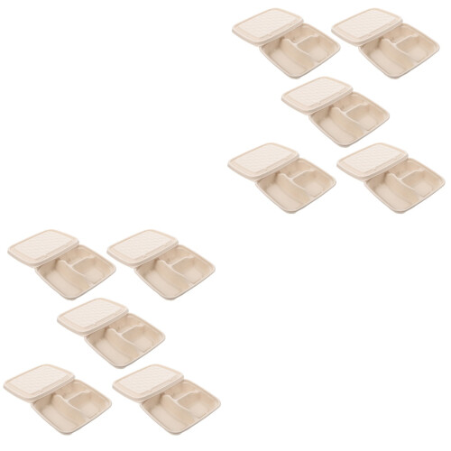 20Pièces Conteneurs Repas Papier Khaki À Compartiments Usage 1