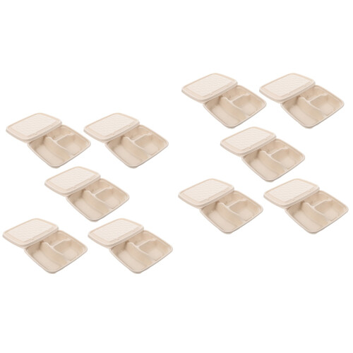 20Pièces Conteneurs Repas Papier Khaki À Compartiments Usage 2