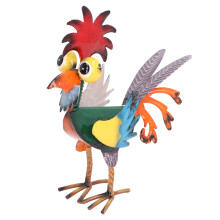 Garden Metal Rooster Figurine Outdoor Decor Durable Steel 25cm Rustic Design