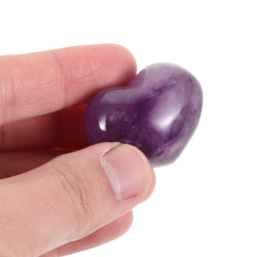 Heart Shape Purple Amethyst Crystal Stone Calming Home Decor 2