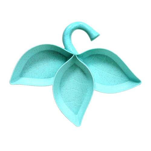 Dipping Sauce Dish Leaf Shape 3 Compartments PET Green 100g