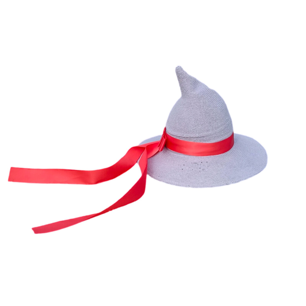 Gray (One Size, ) Halloween Witch Hat With Ribbon For Adult Creative Wicked Hats For Cosplay Party