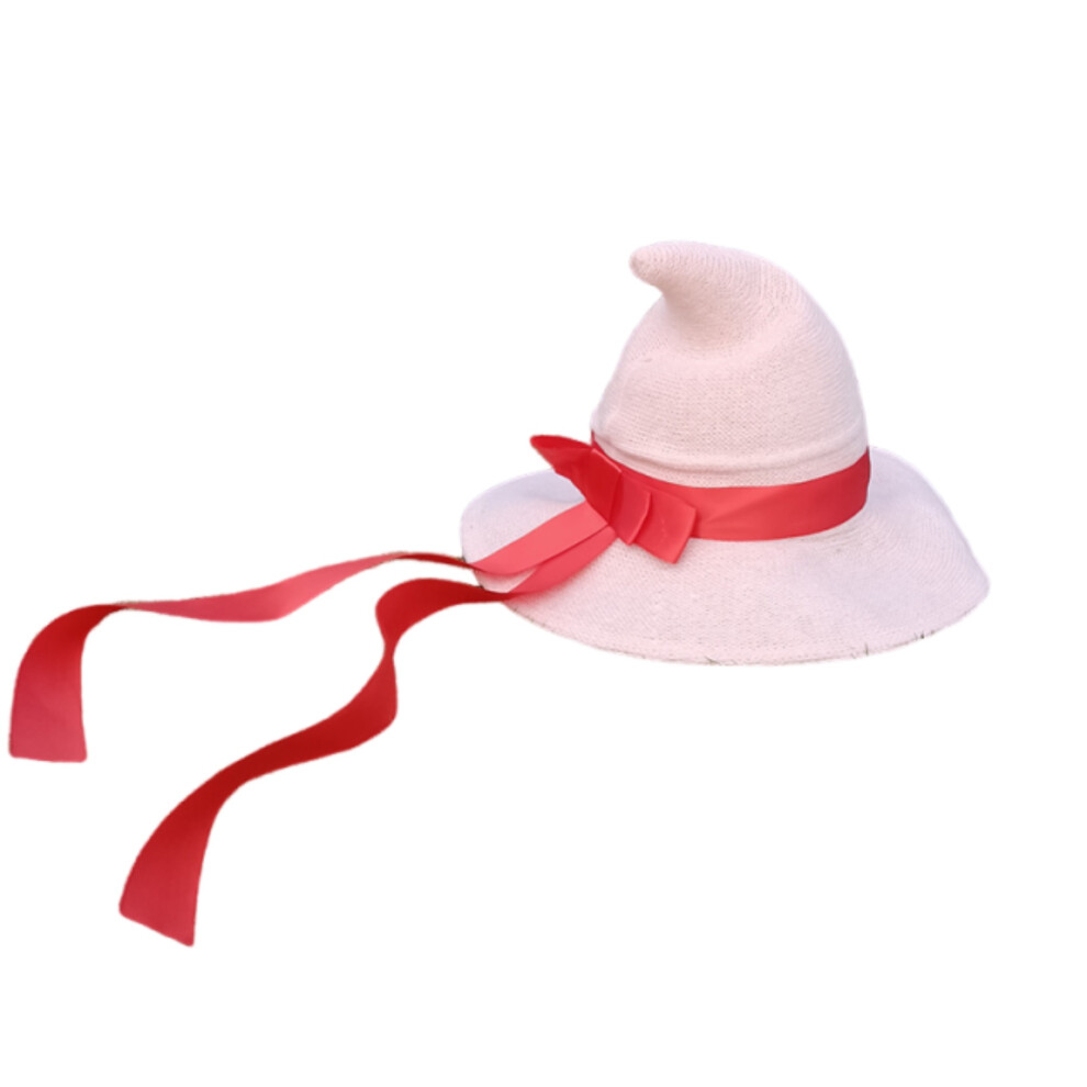 Pink (One Size, Light ) Halloween Witch Hat With Ribbon For Adult Creative Wicked Hats For Cosplay Party