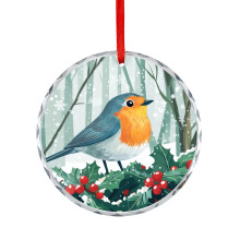 Vintage Robin Weihnachtsschmuck, Weihnachtsgeschenkideen, runde Weihnachtsvogel-Dekoration