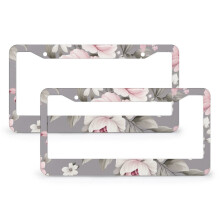 Watercolor Floral Rose License Plate Cover 2 PCS