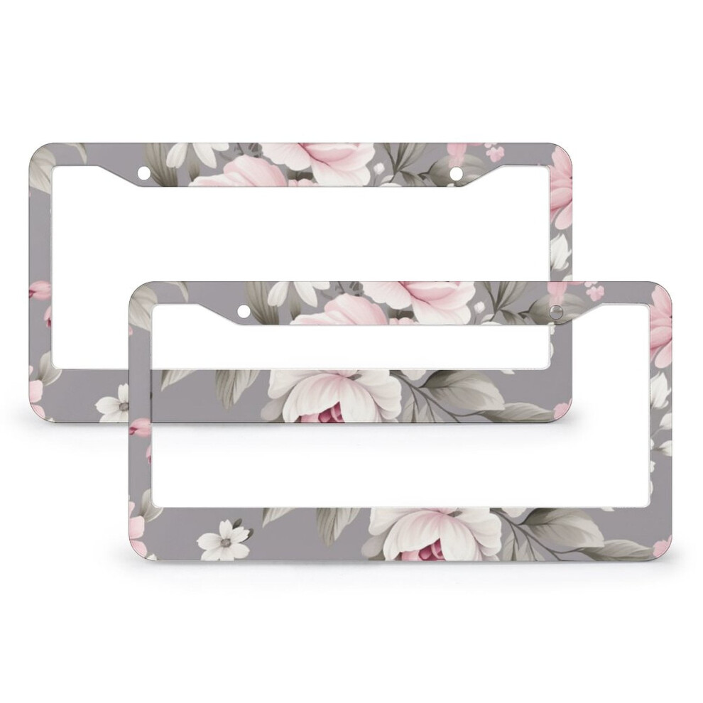 Watercolor Floral Rose License Plate Cover Front Car Tag Pink 9066521590858