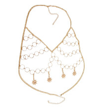 (One Size, Gold) Women Body Chain Bra Backless Halter Neck Body Chain Tops with Tassels Body Jewelry for Rave Party Club Outfit