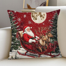 Almofada decorativa de Natal com estampa de boneco de neve, fundo vermelho festivo, ideal para sofá, sala de estar e decoração sazonal.