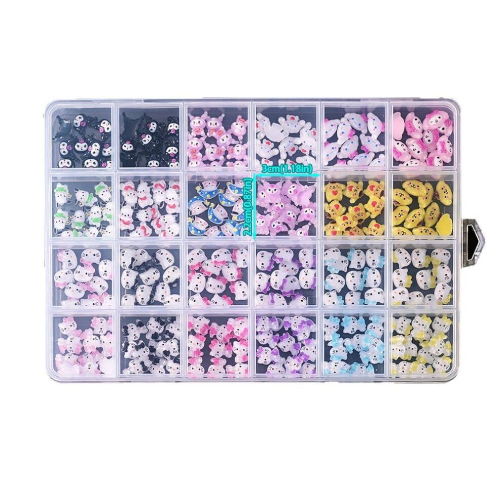 (240Pcs, Multicolor) [Authorized] Sanrio Hello Kitty Nail Charms, 240Pcs Kuromi Nail Charms, Nail Decorations for Nail Supplies, 3D Cute Nail Gems