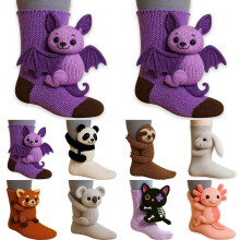 Calcetines de animales para mujer - Calcetines de animales tejidos en 3D, calcetines de animales novedosos para abrazar, calcetines cálidos de