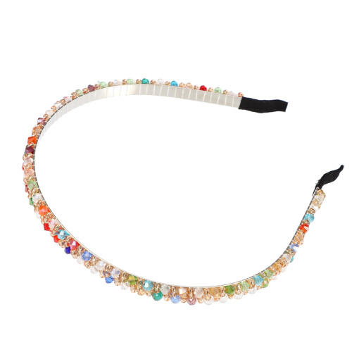 Fascia per capelli da donna con strass, multicolore, 13x0,8 cm