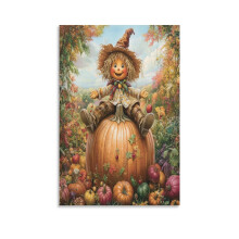 Toile imprimée sur le thème de la récolte d'automne avec épouvantail – Décoration murale vintage pour Thanksgiving, 20 x 30 cm, compatible