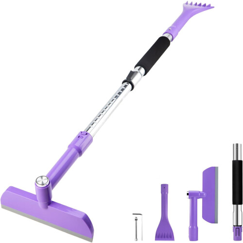 Ice Scraper and Snow Brush 49.2 inch Extendable Purple