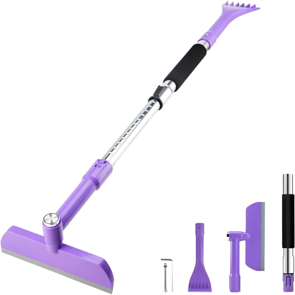 Ice Scraper And Snow Brush Extendable 49.2 Inch Purple 9066521593675