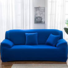 Stretch hoes voor een eenzitsbank in de woonkamer – Stofwerende beschermhoes voor tweezitsbank, allesomvattende stoelhoes (blauw)