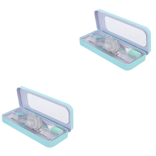 2Sets Compacte Meetlat En Passer Kit Voor School En Wiskunde 1