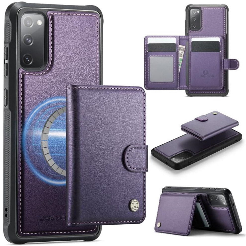 Jeehood Pu Leather Case For Samsung Galaxy S20 Fe 5G: Rfid-Blocking, Magsafe-Compatible, Detachable 2-In-1 Wallet With Kickstand Purple 9482726211174