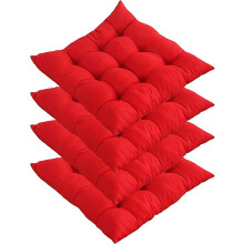 4er-Set Esszimmerstuhlkissen mit Bändern, weich, bequem, rutschfest, quadratische Sitzkissen für Küche, Esszimmer, Büro, Wohnzimmer, Terrasse