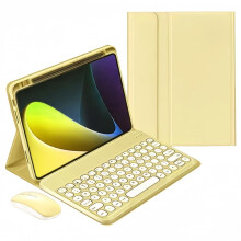 Toetsenbordhoes compatibel met iPad Pro 13 inch M4 2024, inclusief toetsenbord en Bluetooth-muis, afneembare toetsenbordhoes in snoepkleur met ronde