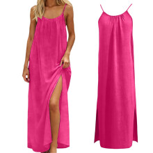 Ärmelloses, rückenfreies Maxikleid für Damen, rosa